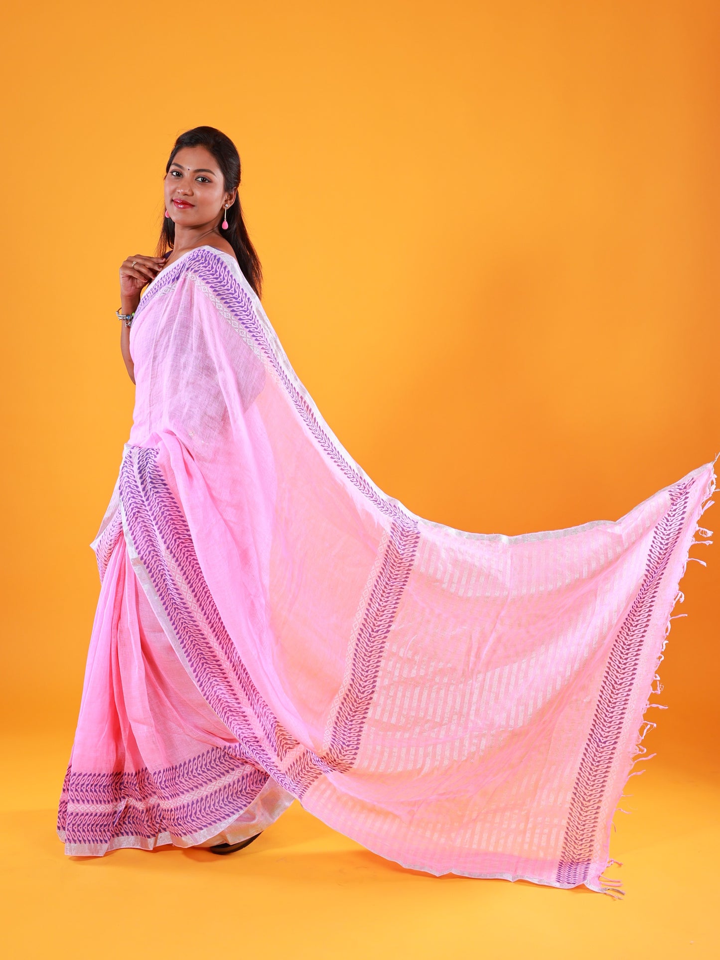 Pure Linen Saree- Gulaab