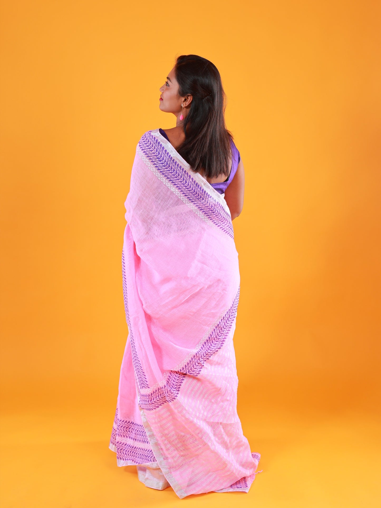 Pure Linen Saree- Gulaab