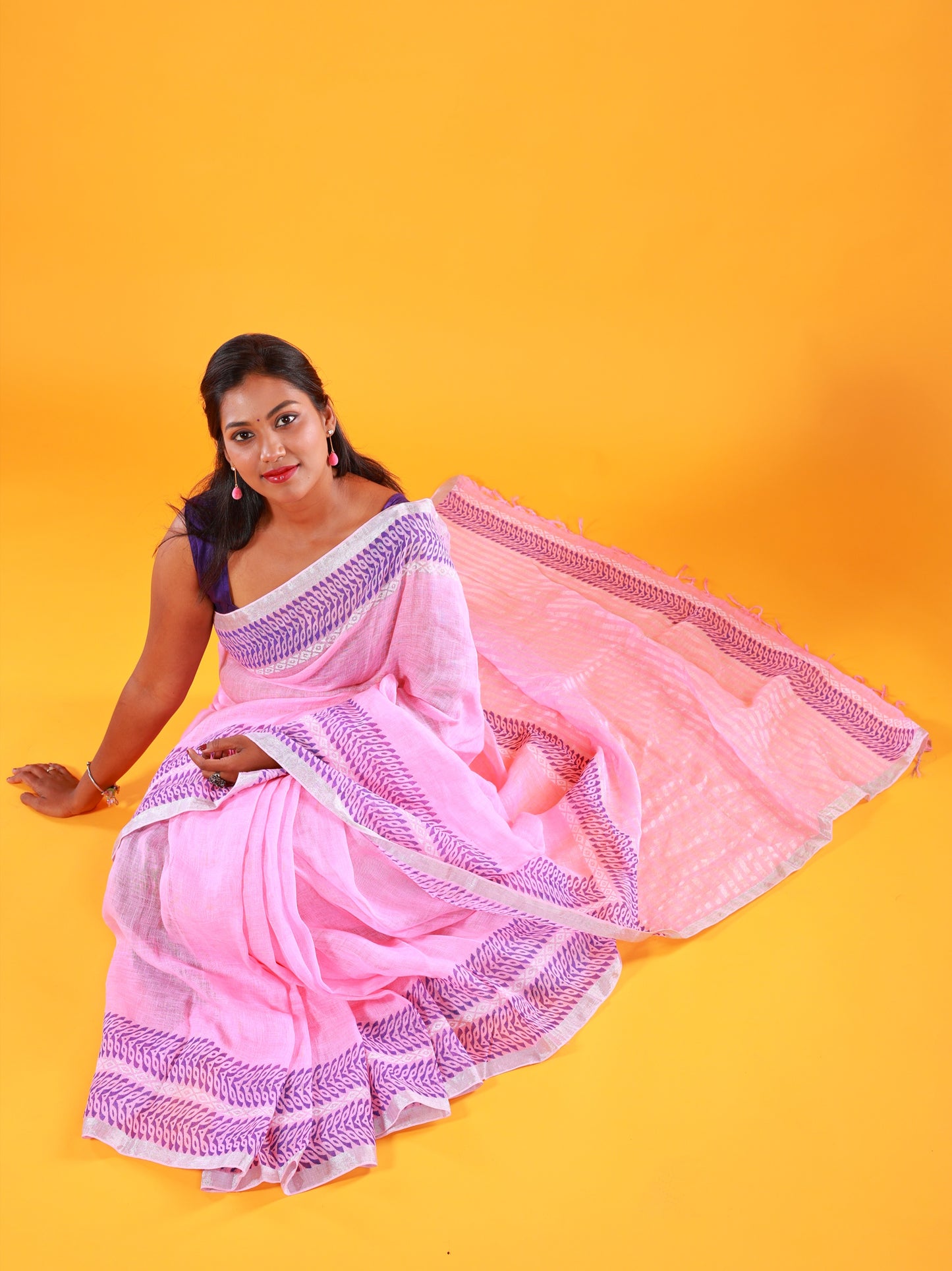 Pure Linen Saree- Gulaab