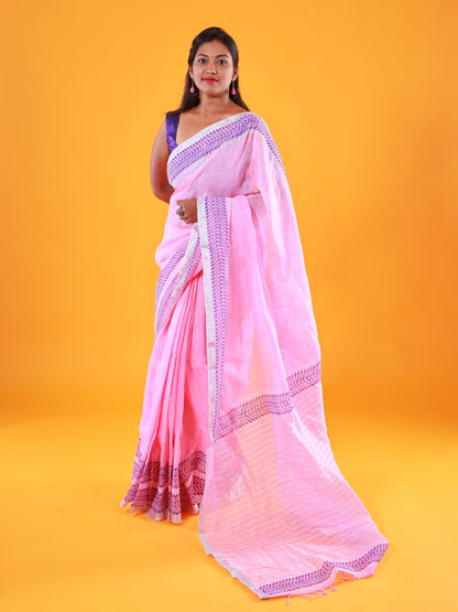 Pure Linen Saree- Gulaab