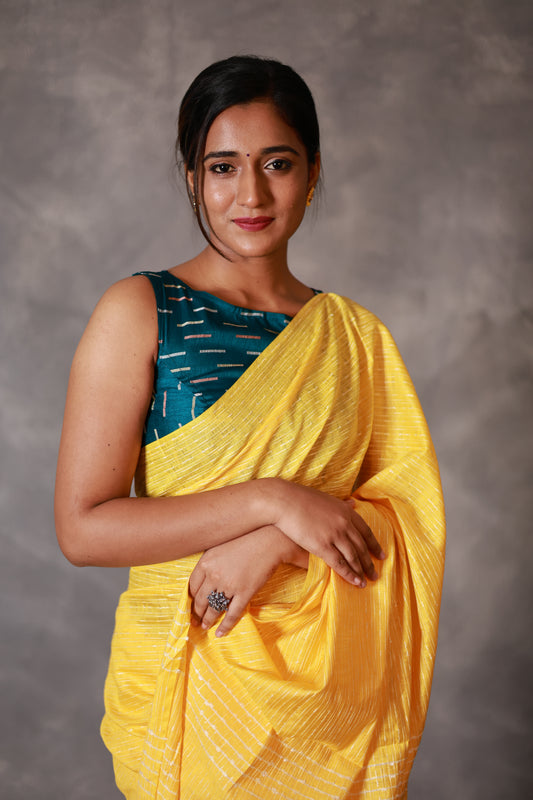 Semi Tussar Yellow - Aditi