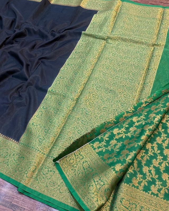 Dual Shade Handloom Semi- Dupion with Gold Zari – Thugil